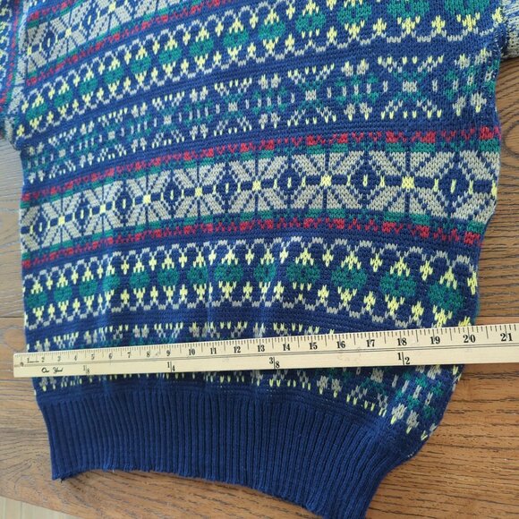Vintage Apparel Workshop Geometric Sweater XL Fair Isle Nordic Retro 80s 90s - Picture 9 of 14